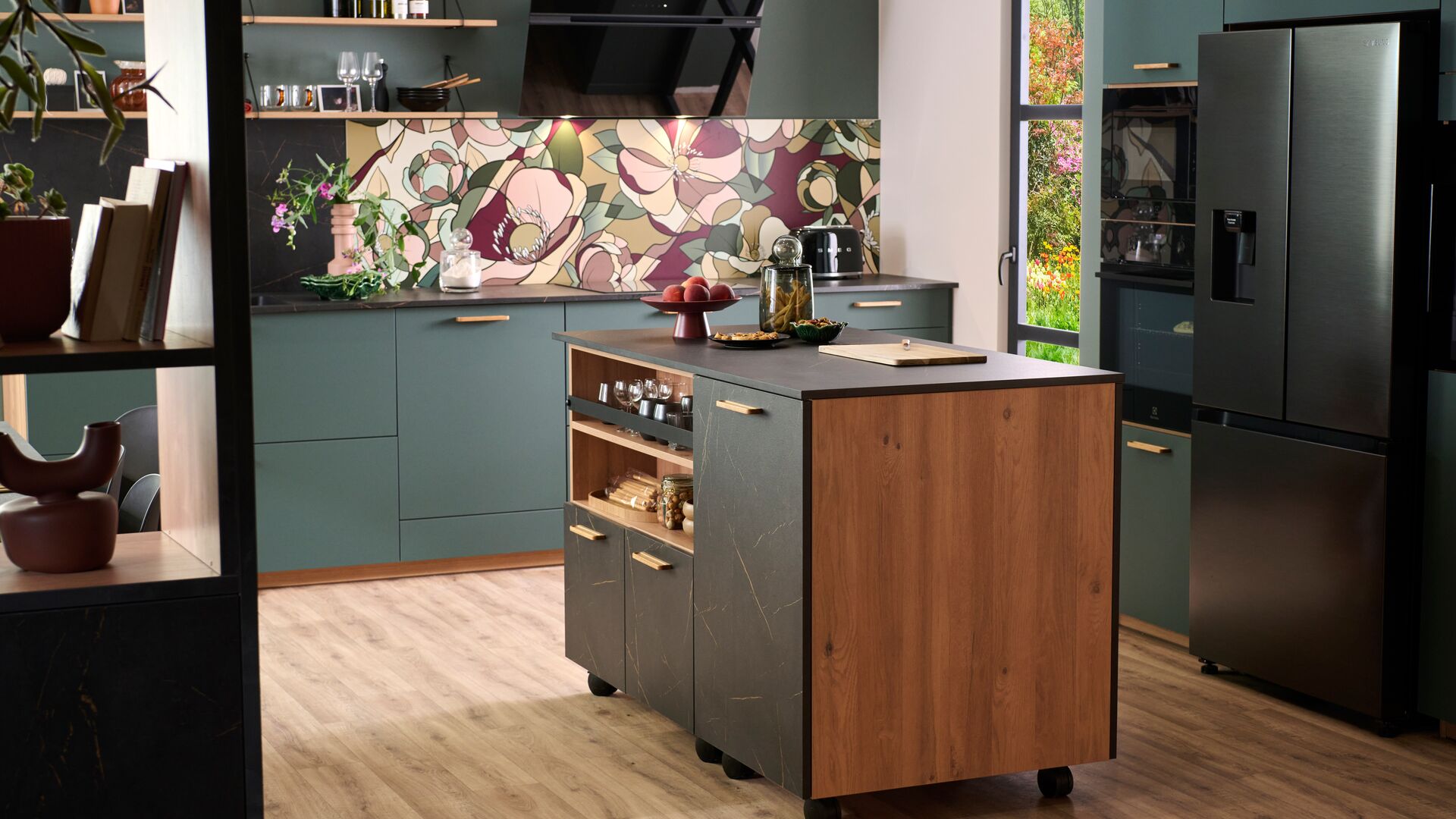 Îlot De Cuisine Klaus – 105cm – Design Moderne – Marron – Neuf