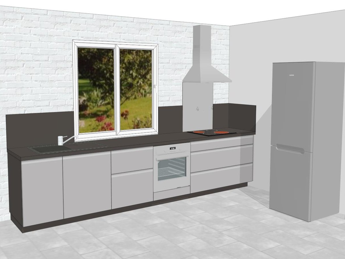 Cuisine 3d sur mesure Light Gris Clair Majestic Brillant