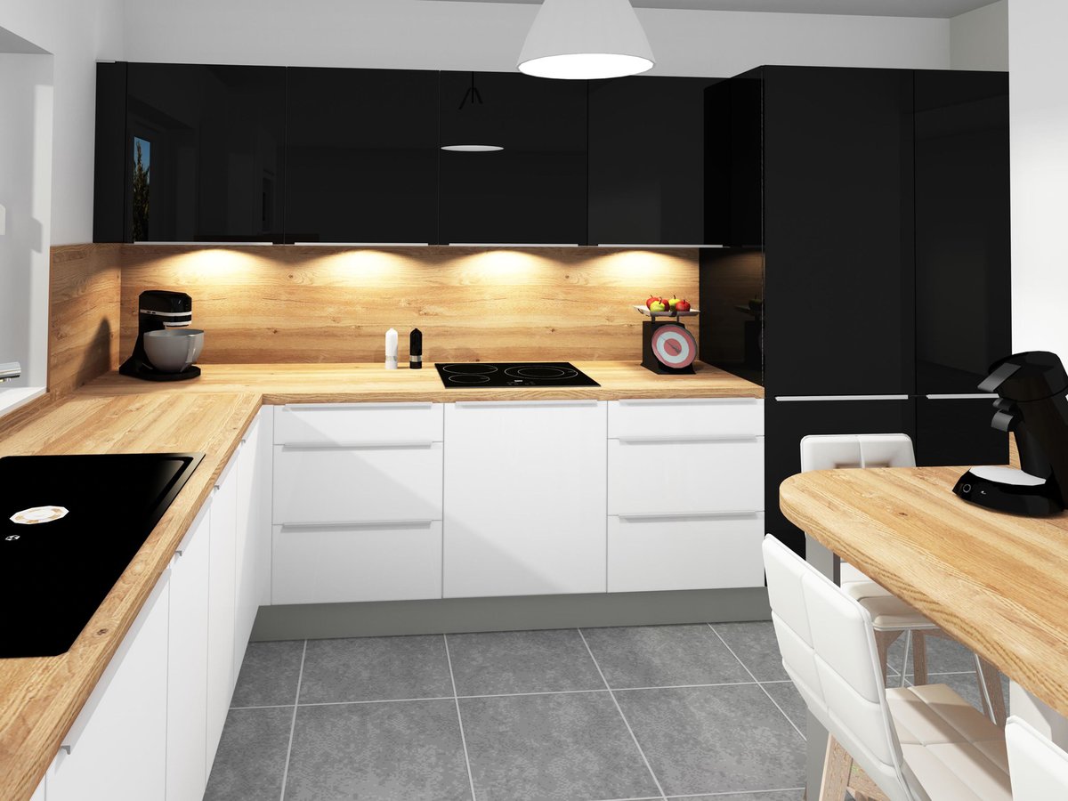 Cuisine 3D sur mesure Petilla + Anthracite majestic brillant