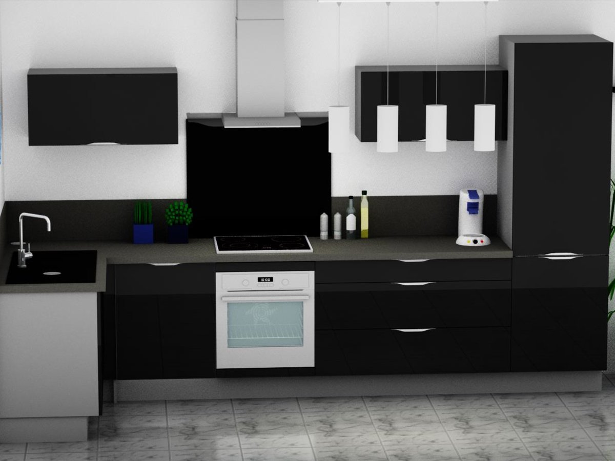 Cuisine 3D sur mesure Light + Anthracite Majestic Brillant