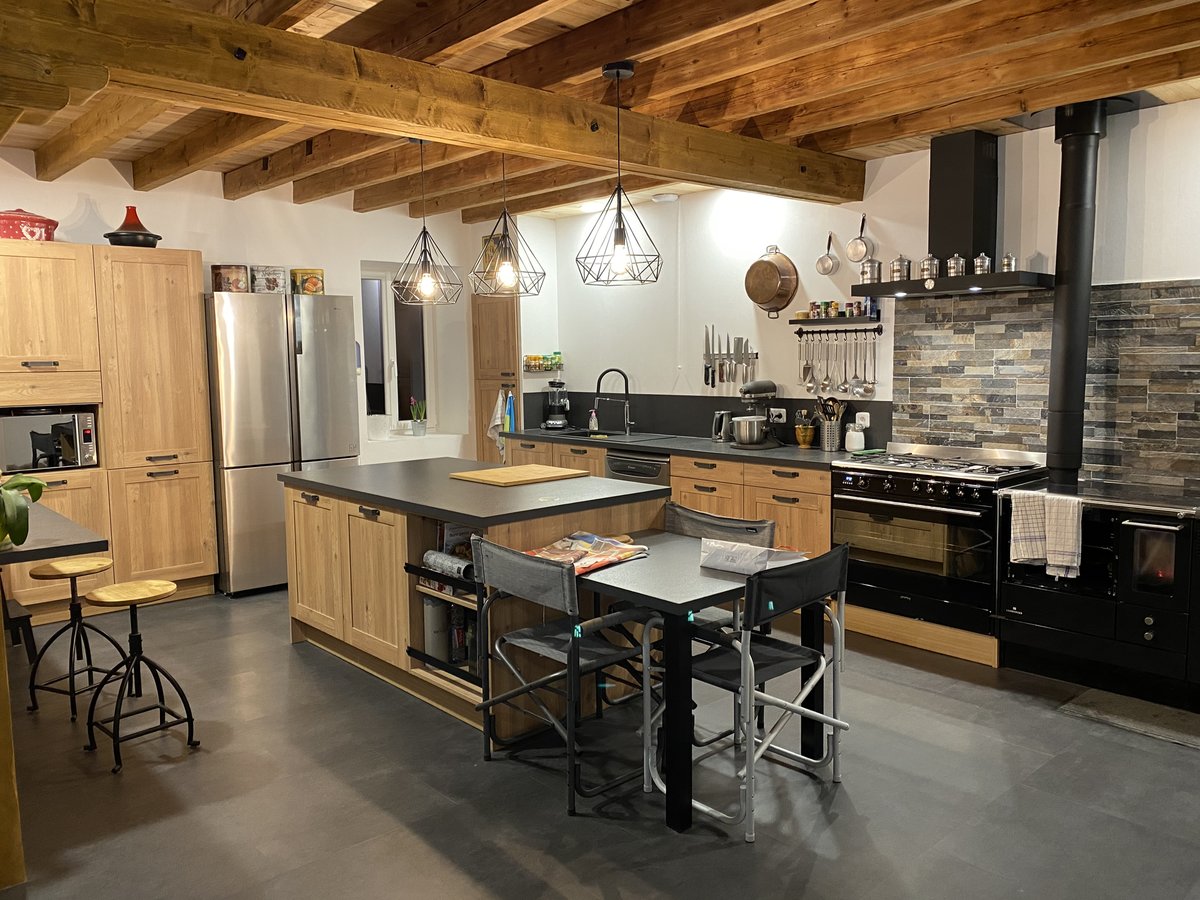 Cuisine industrielle bois Chêne Honey