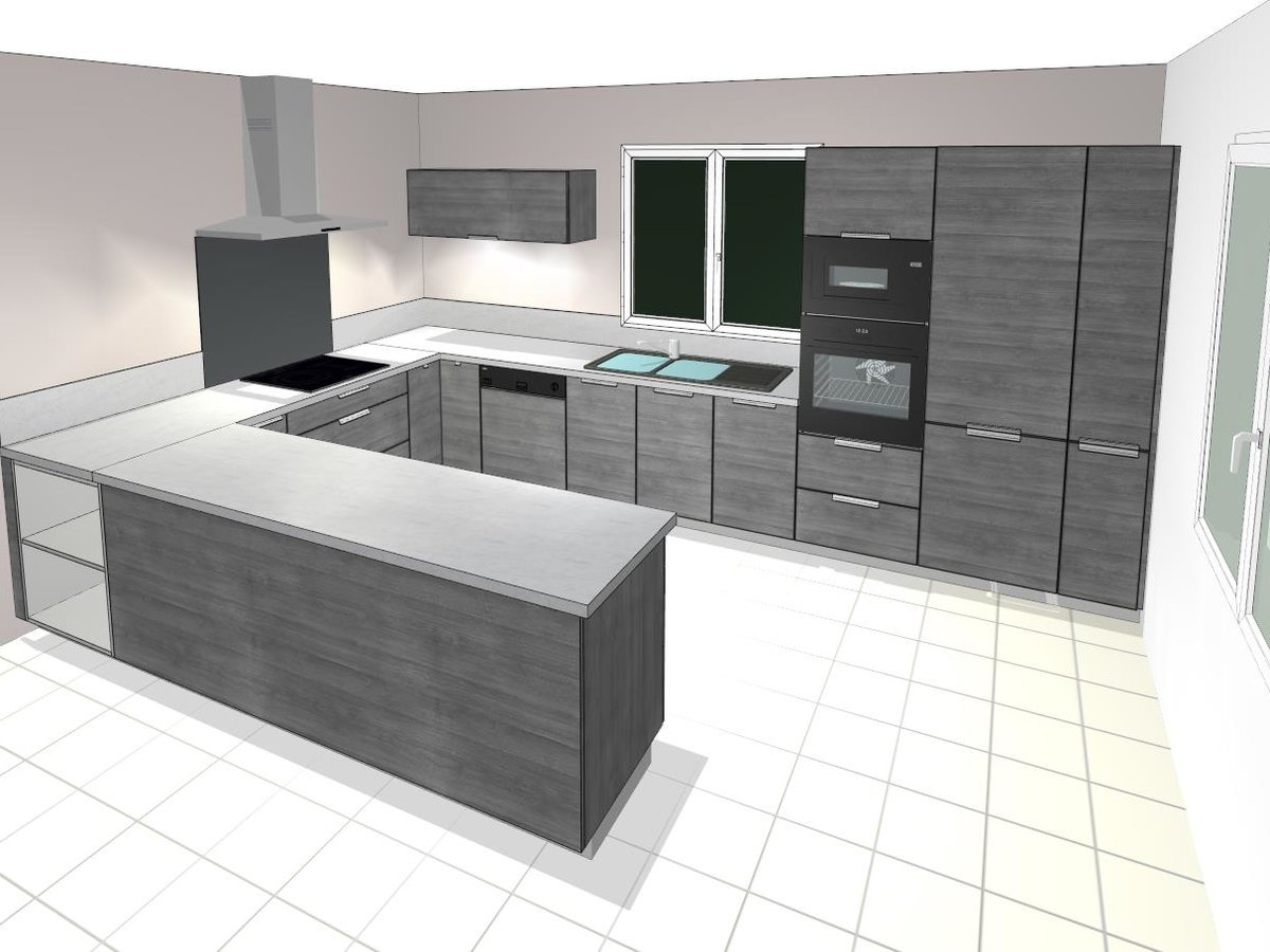 Cuisine 3D sur mesure Trend + Chêne vieilli