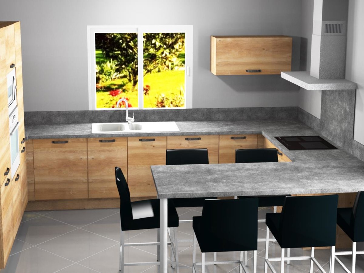 Cuisine 3D sur mesure Trend + Chêne honey