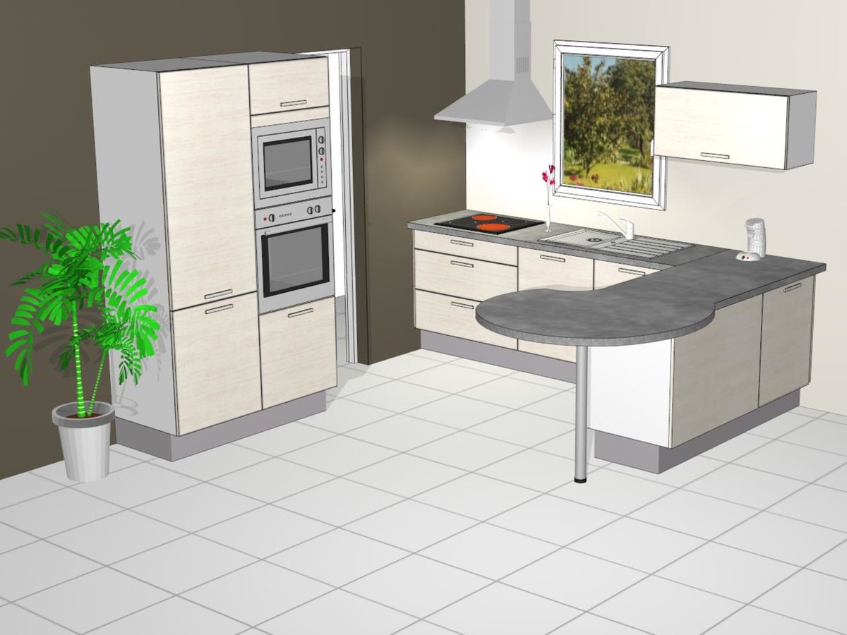 Cuisine 3D sur mesure Vega + Chêne vieilli brossé