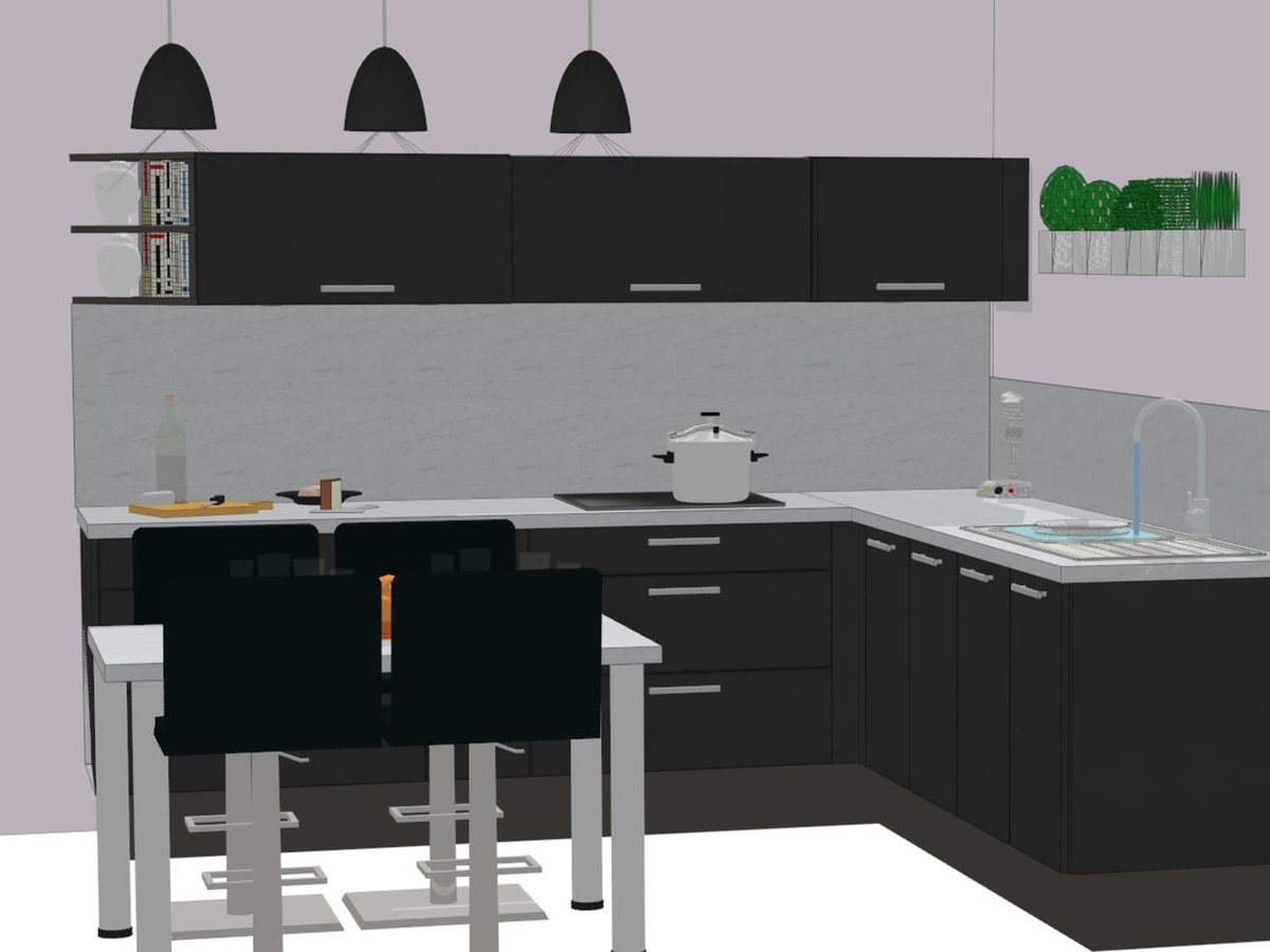 Cuisine 3D sur mesure Light + Anthracite Majestic Brillant