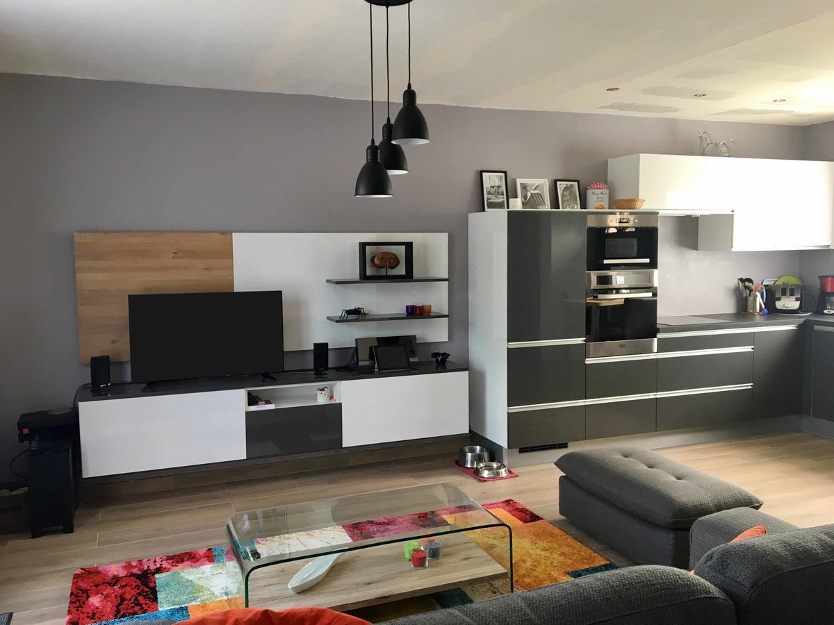 Rénovation cuisine sur mesure Light + Anthracite Majestic Brillant