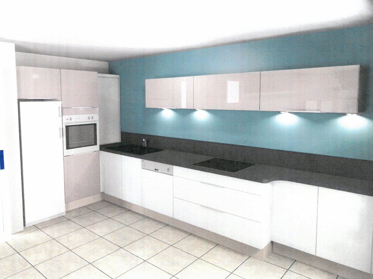 Cuisine 3d sur mesure Petilla Pannacotta Majestic Brillant et Blanc Brillant