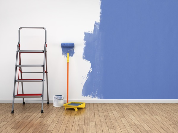peinture bleue mur