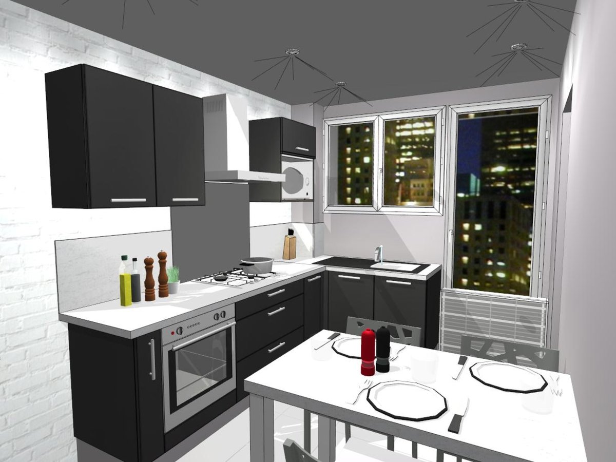 Cuisine 3D sur mesure Petilla + Anthracite majestic brillant