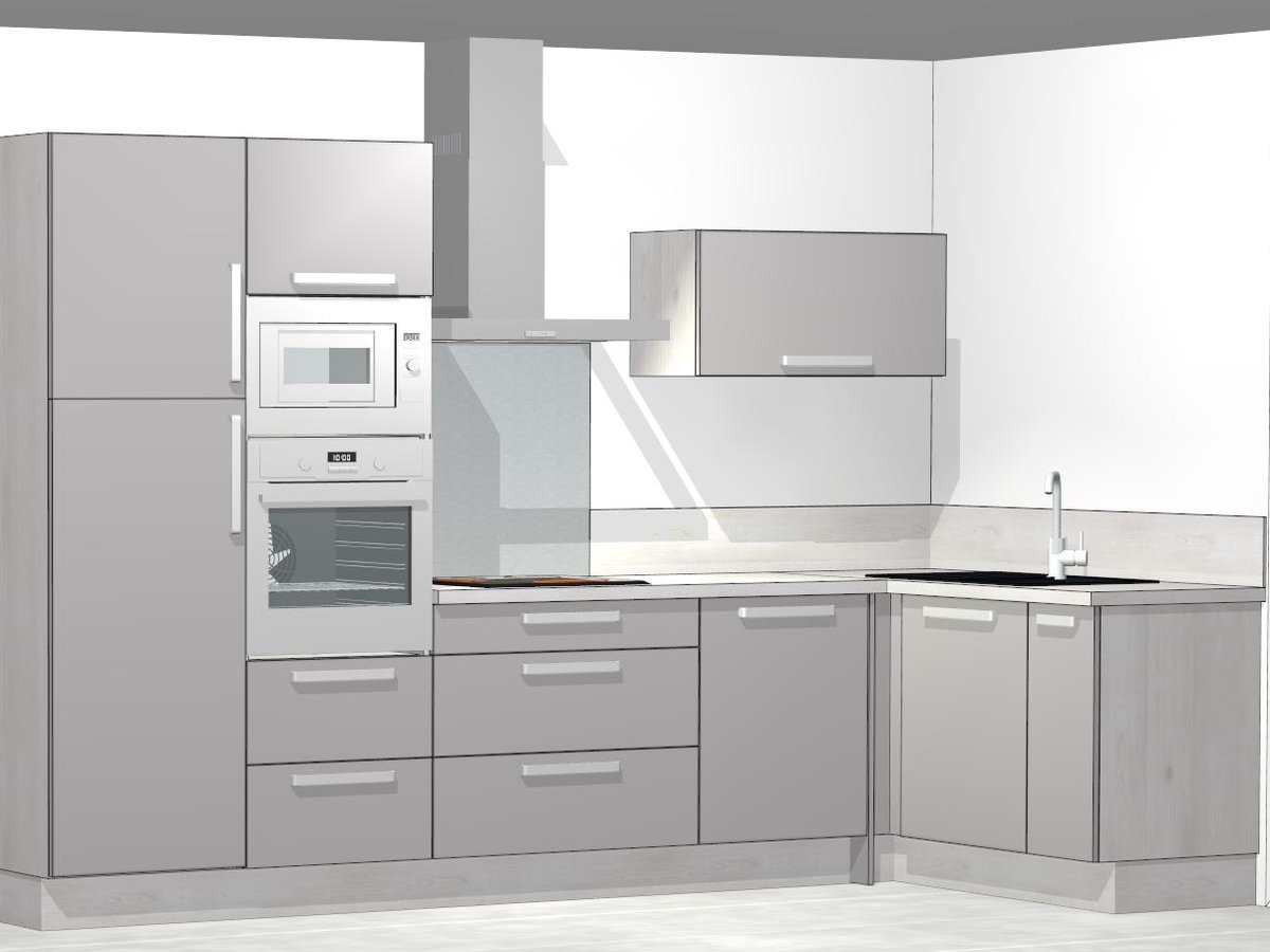 Cuisine 3d sur mesure Light Gris Clair Majestic Brillant