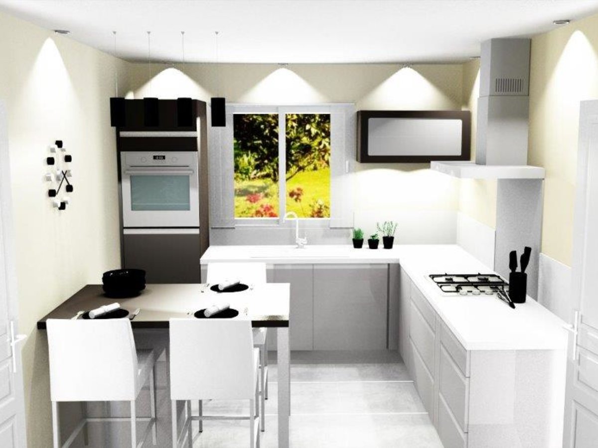 Cuisine 3D sur mesure Light + Gris Clair Majestic Brillant et Trend + Ombre soft