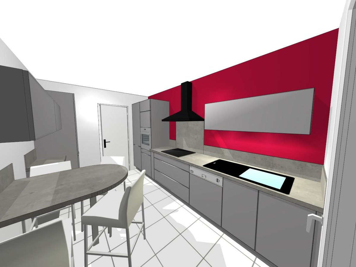 Cuisine 3D sur mesure Light + Gris Clair Majestic Brillant