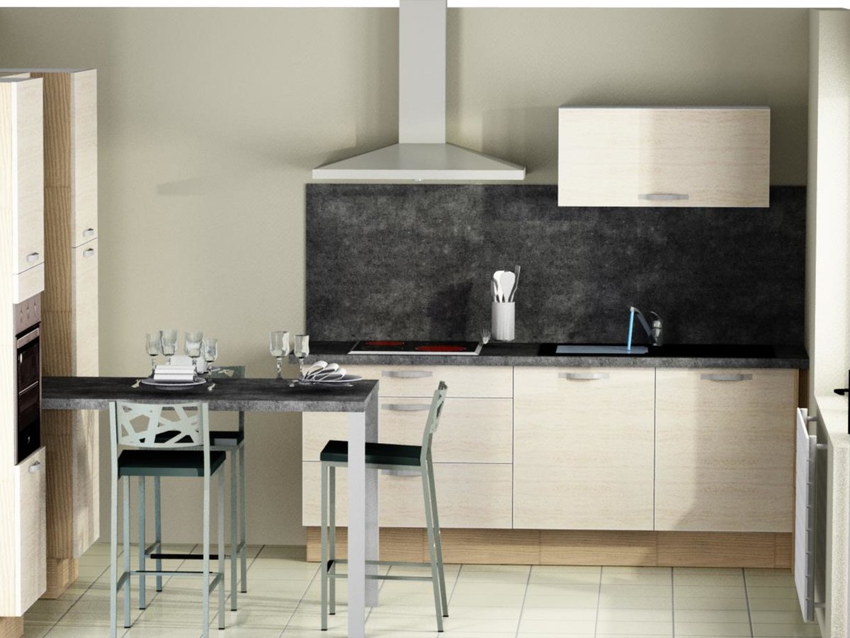 Cuisine 3D sur mesure Vega + Chêne vieilli brossé