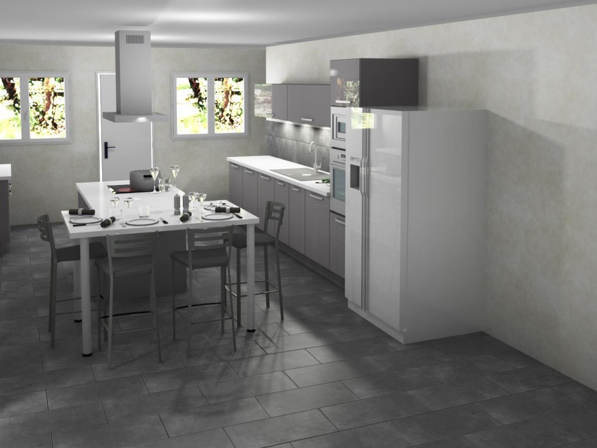 Cuisine 3d sur mesure Light Gris Clair Majestic Brillant