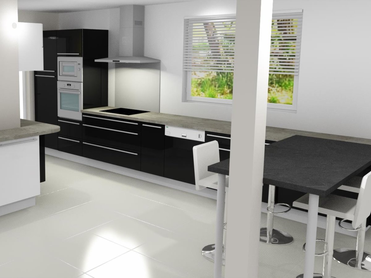 Cuisine 3D sur mesure Light + Anthracite Majestic Brillant