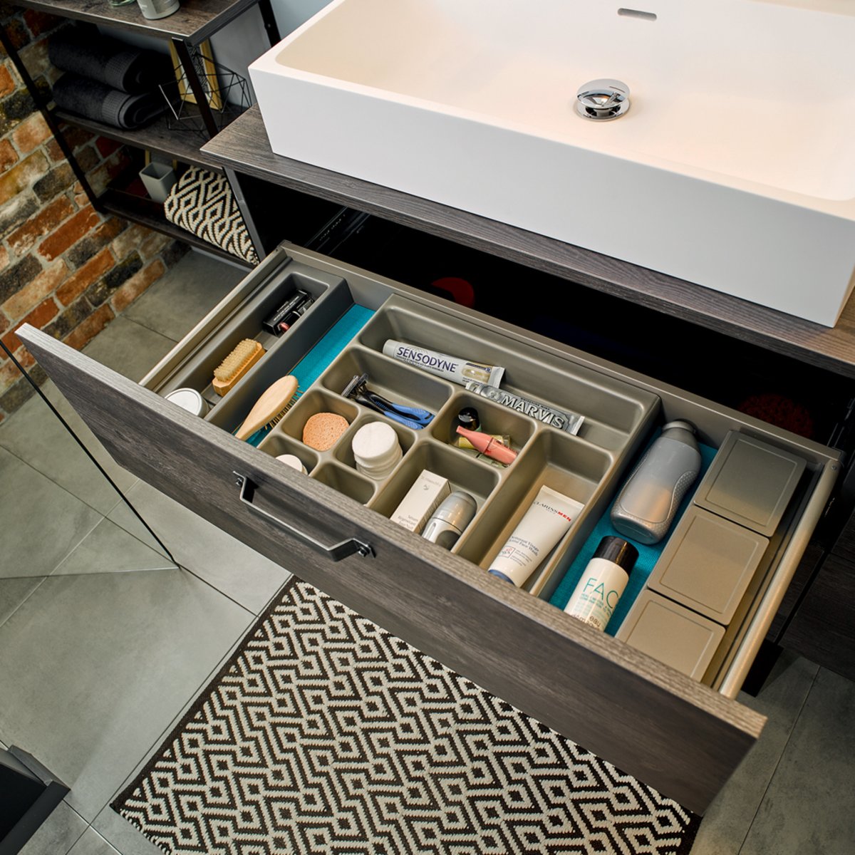 Rangement salle de bain tiroirs