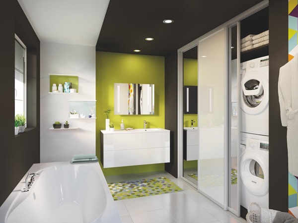 salle de bains blanc brillant design