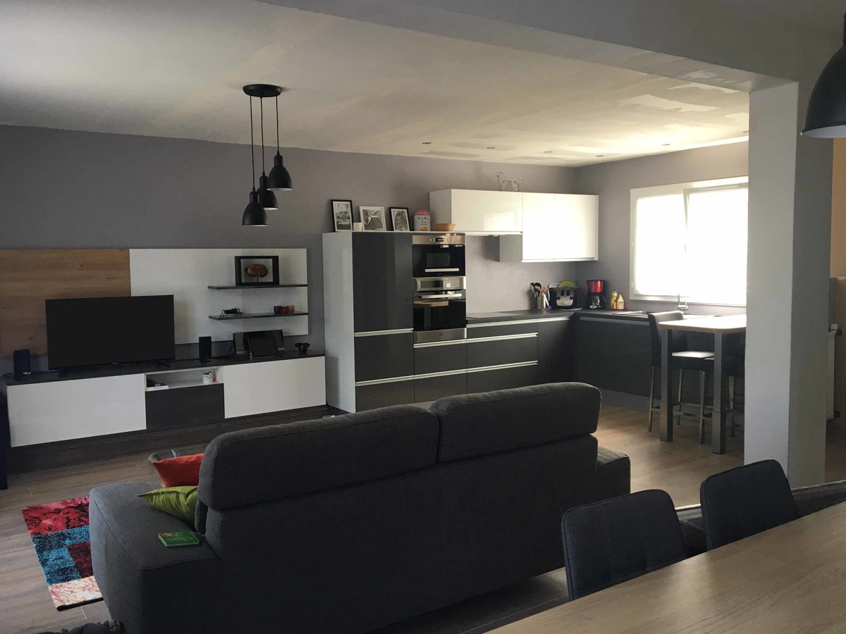 Cuisine équipée sur mesure Light + Anthracite Majestic Brillant