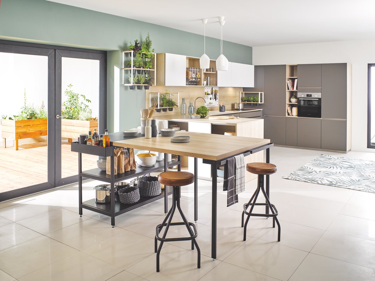 cuisine ouverte blanche bois design