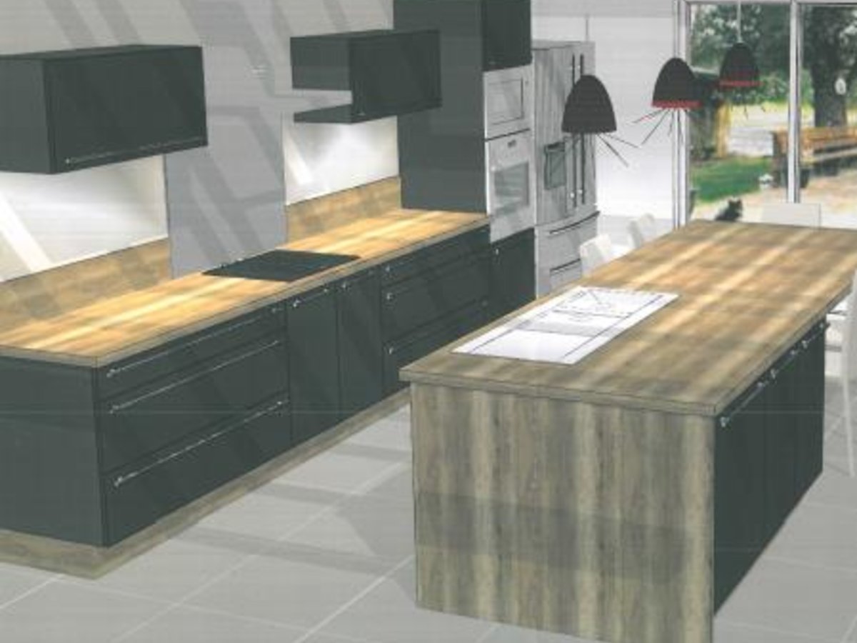 Cuisine 3D sur mesure Light + Anthracite Majestic Brillant