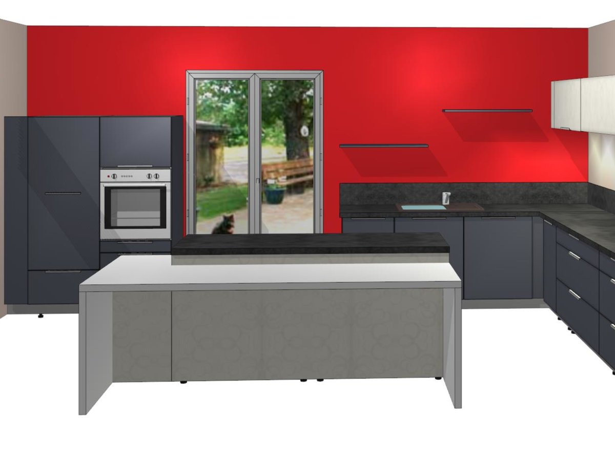 Cuisine 3D sur mesure Light + Anthracite Majestic Brillant