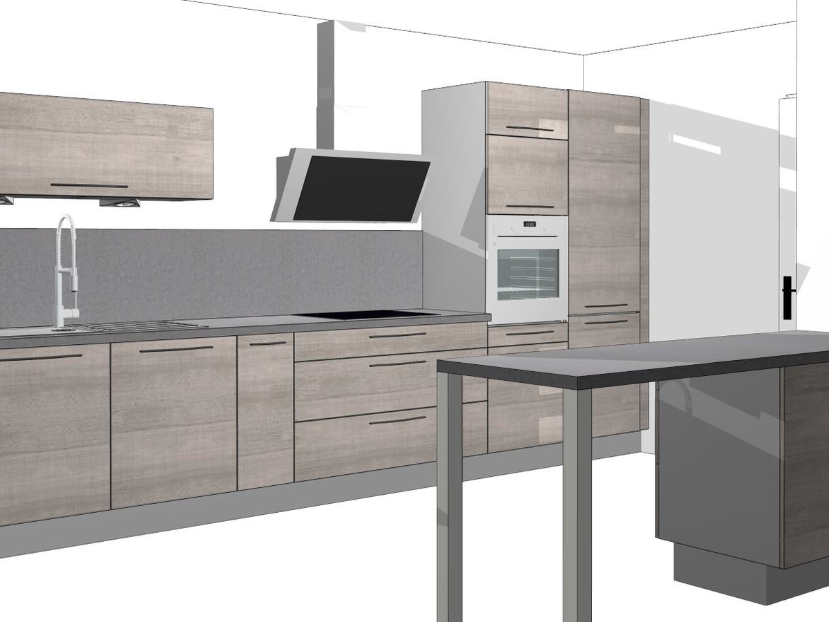 Cuisine 3D sur mesure Label Chêne usé