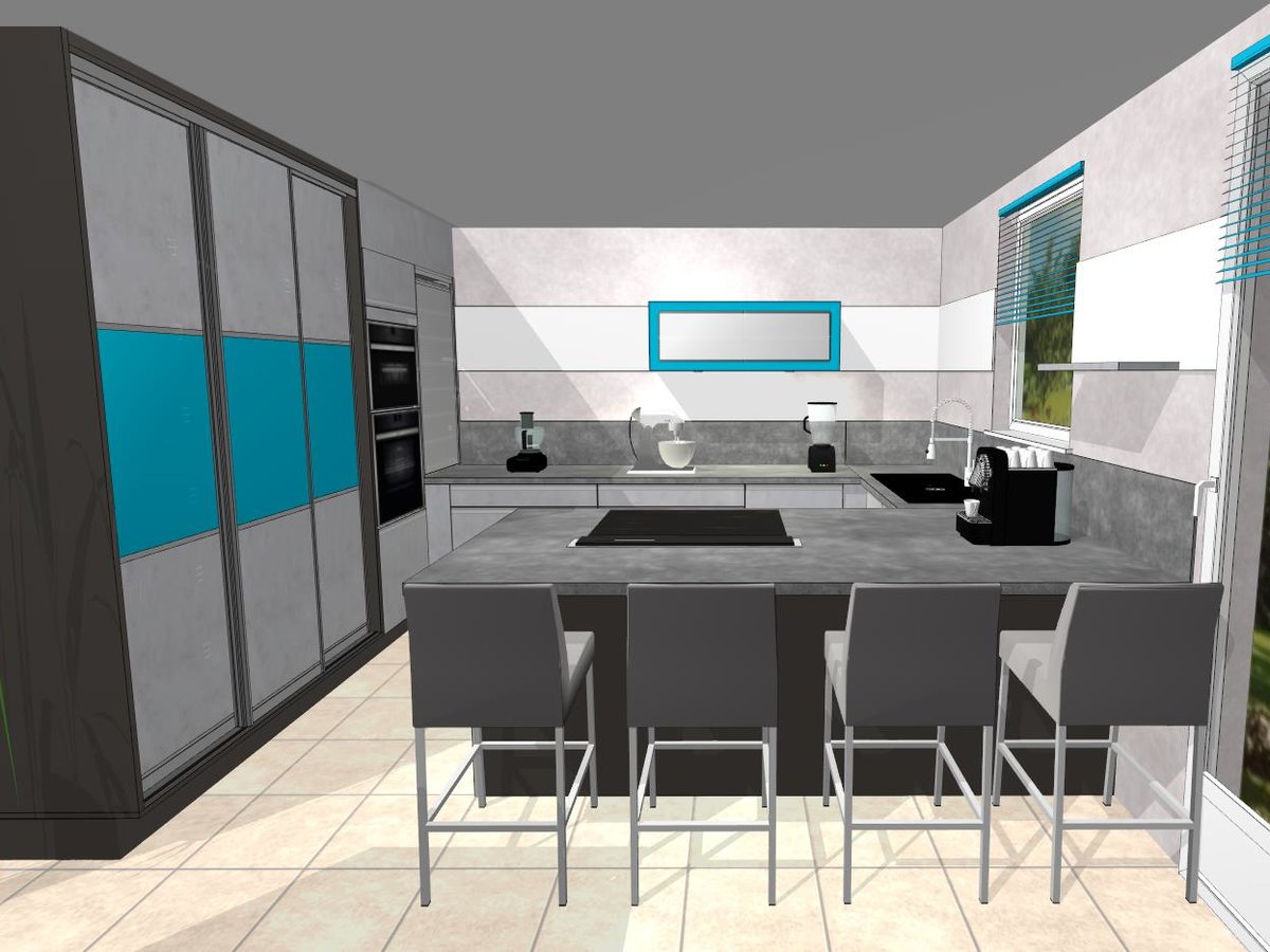Cuisine 3D sur mesure Label Béton Clair
