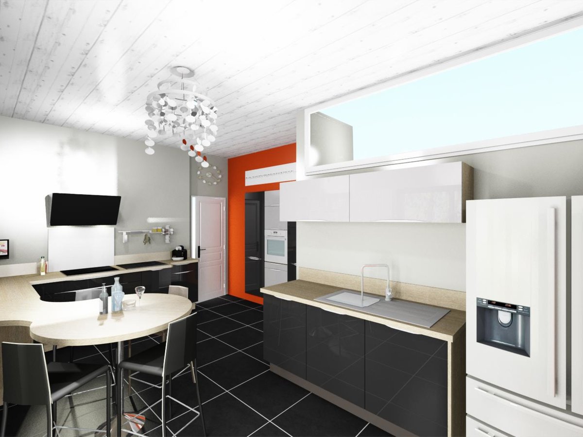 Cuisine 3D sur mesure Light + Gris Clair Majestic Brillant