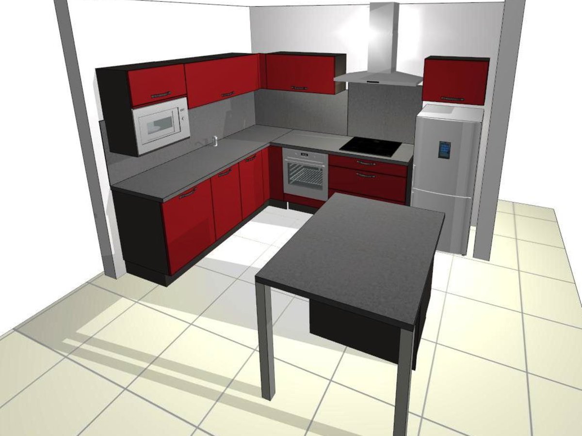 Cuisine 3D sur mesure Light + Rouge Majestic Brillant