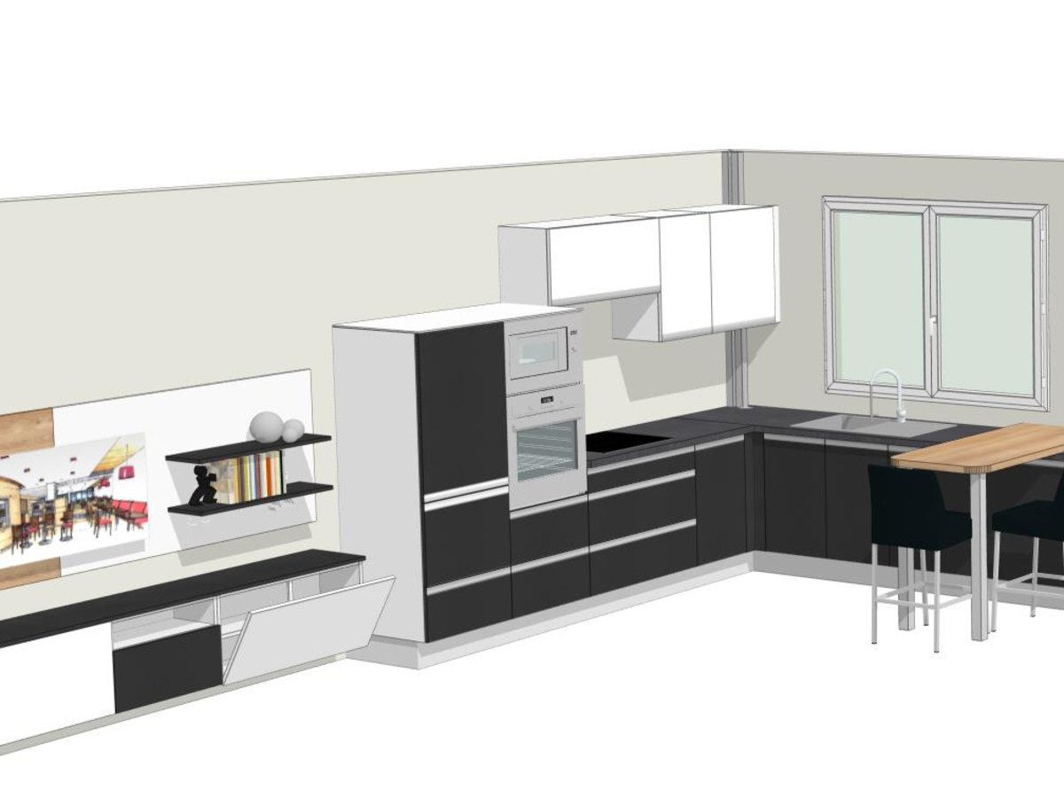 Cuisine 3D sur mesure Light + Anthracite Majestic Brillant