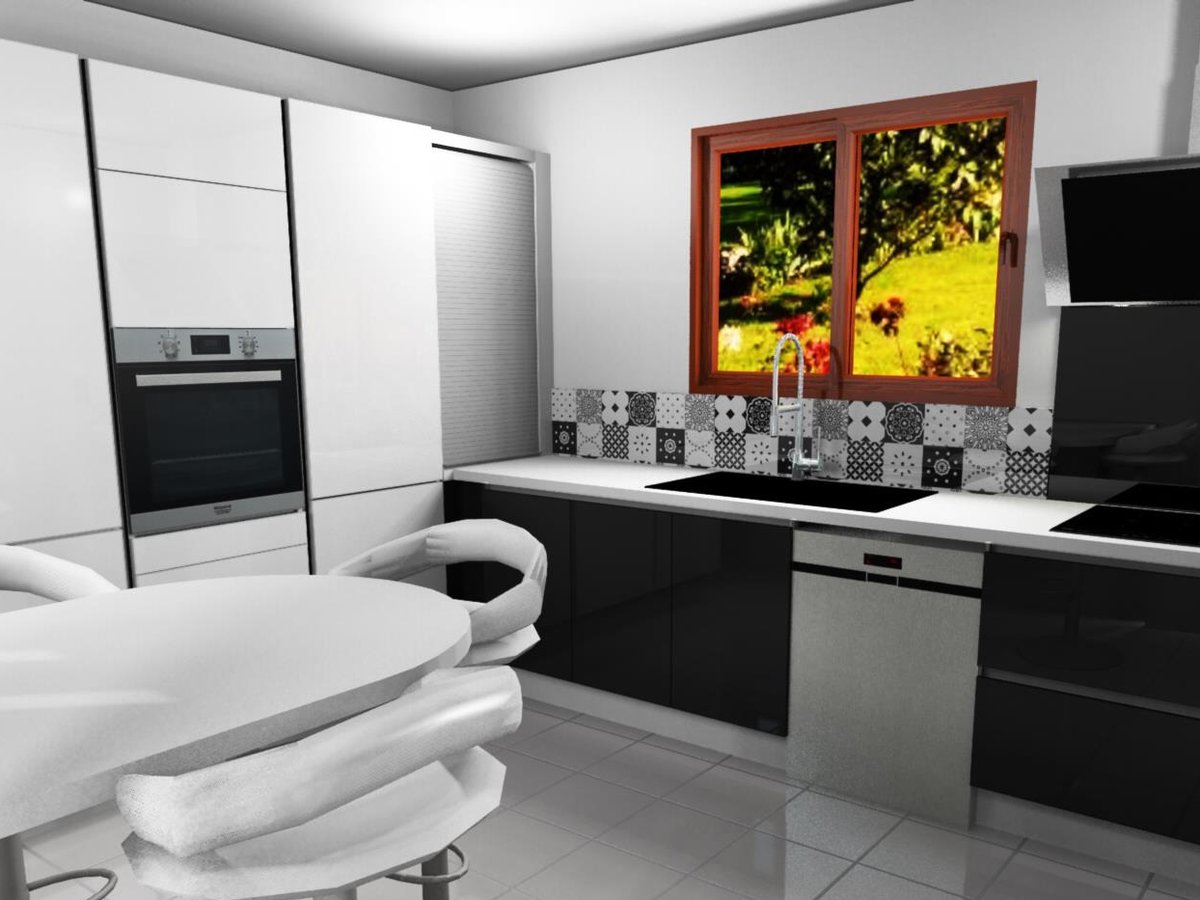 Cuisine 3d sur mesure Light Anthracite Majestic Brillant et Blanc Brillant