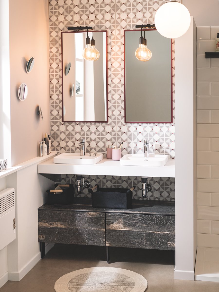 double vasque meuble sous vasque chêne