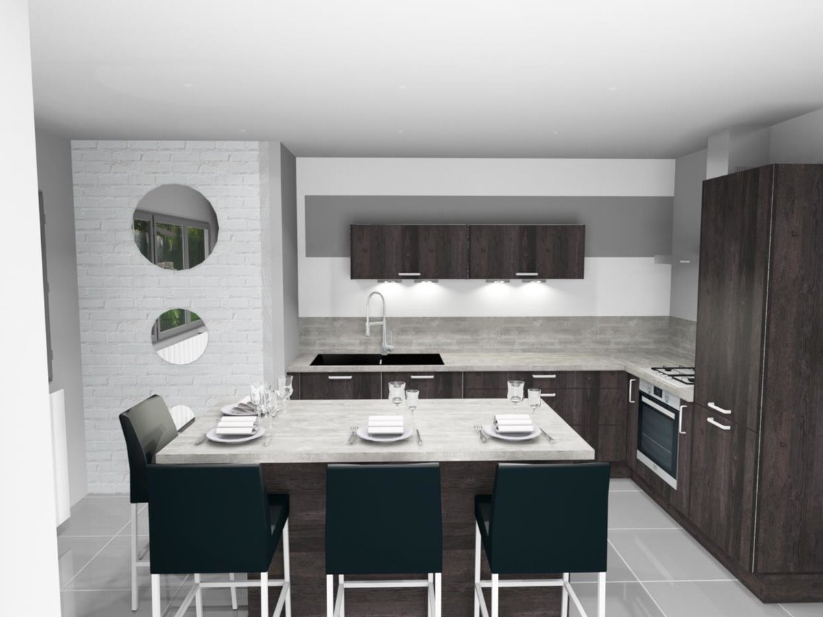 Cuisine 3D sur mesure Vega + Woody dark