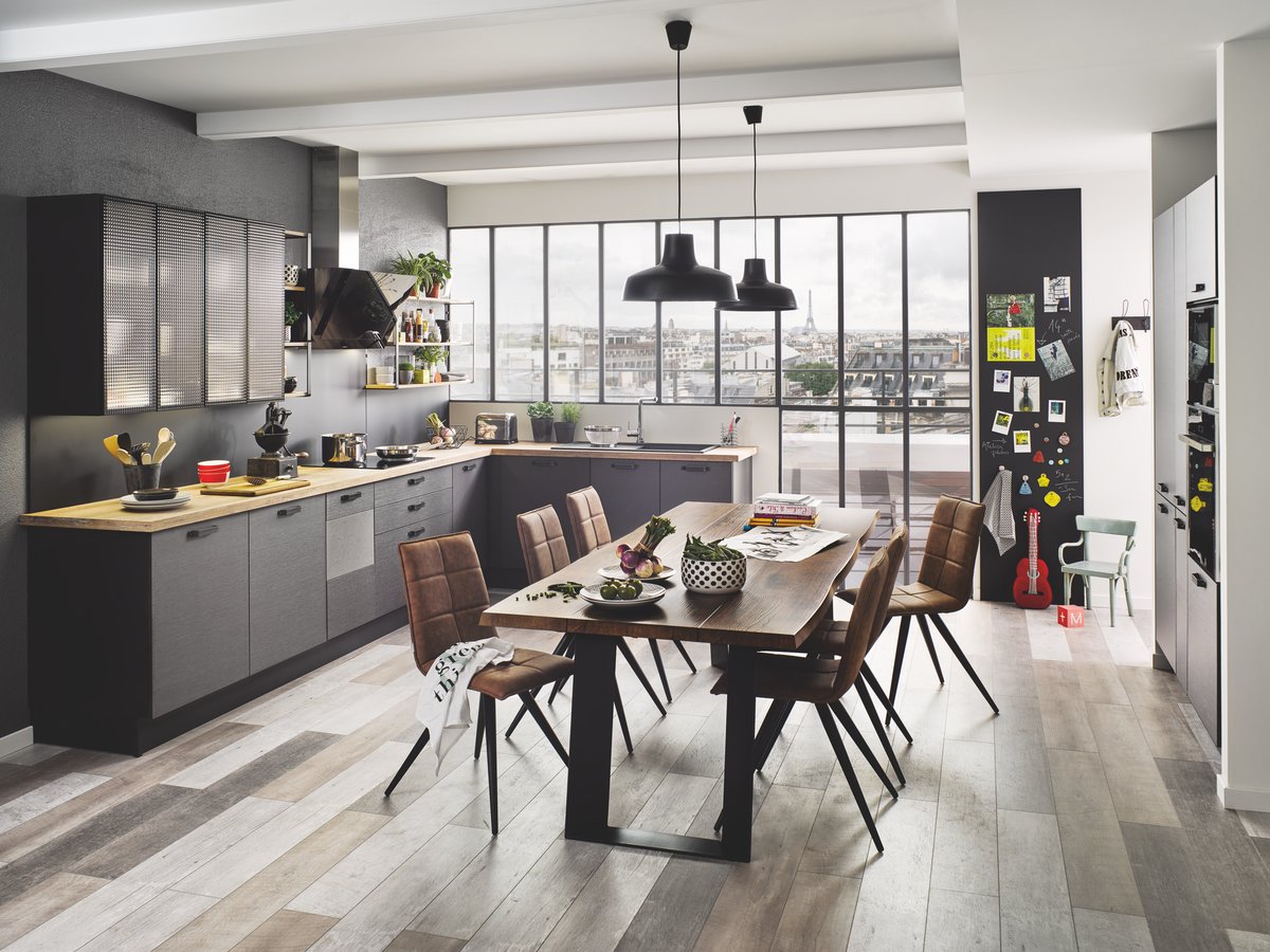 Cuisine Industrielle Bois Et Metal Cuisine Equipee Cuisinella