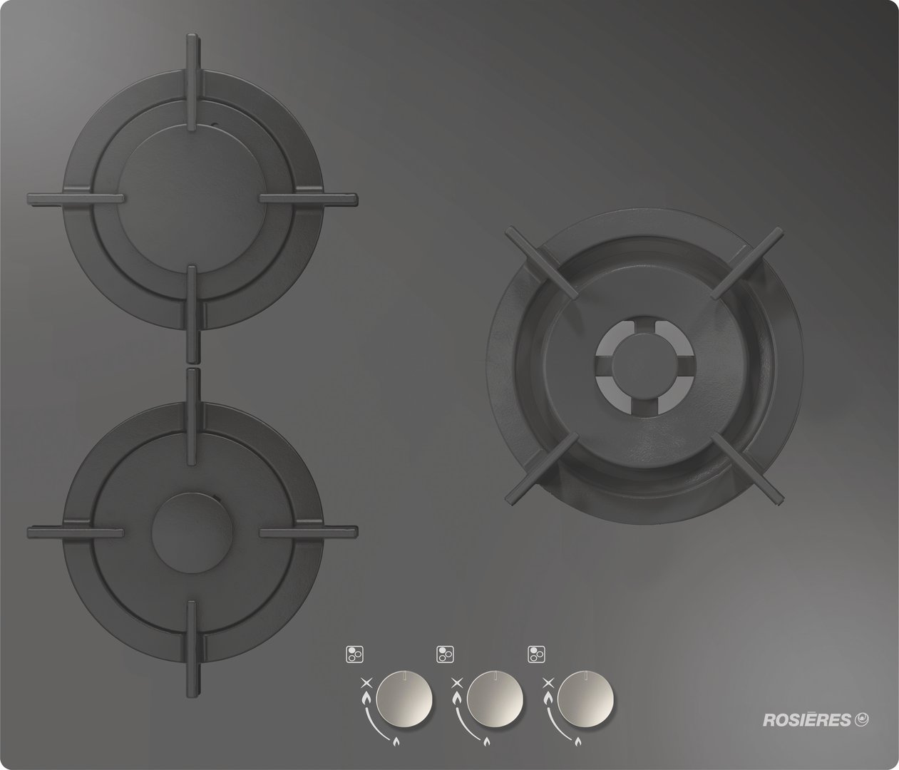 ImagePlaque RosièresRGV63WFMPN gaz verreNoirSurface verreIntégrable