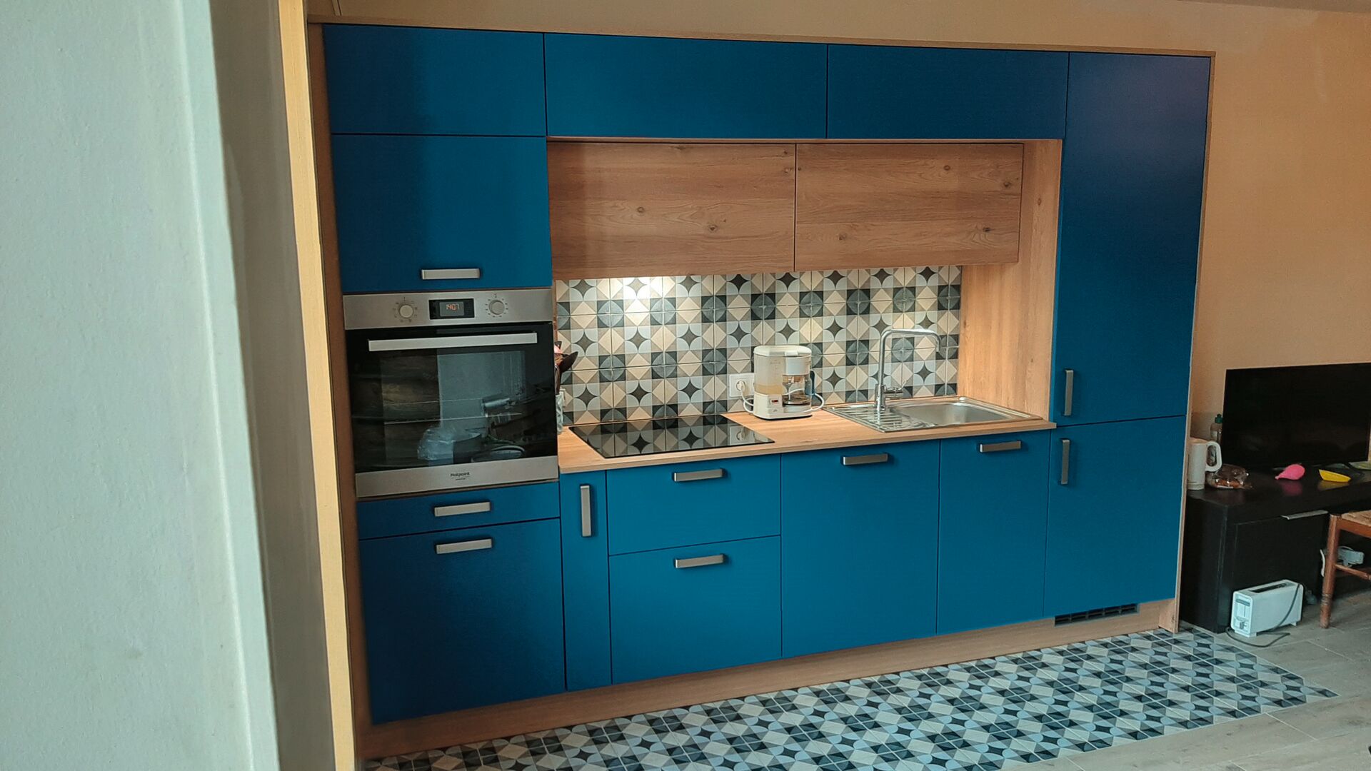 Rénovation cuisine équipée sur mesure Color Laqué River Blue