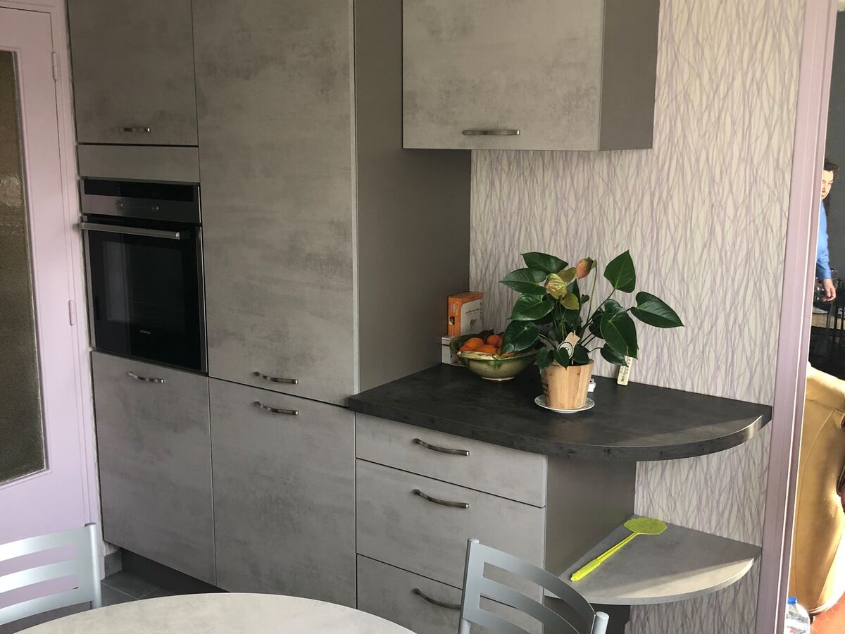 Rénovation cuisine équipée sur mesure Trend Béton Clair