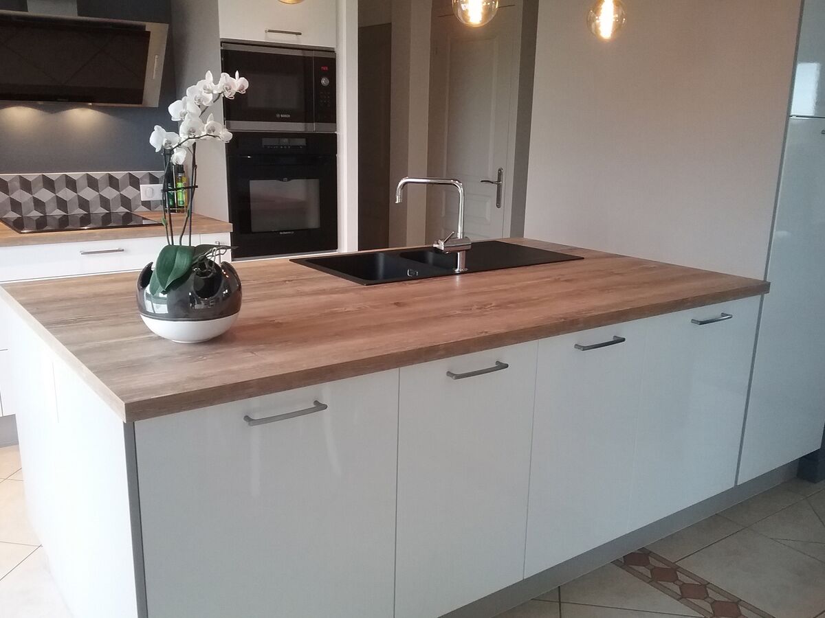 Cuisine avant-après sur mesure Light Blanc Brillant