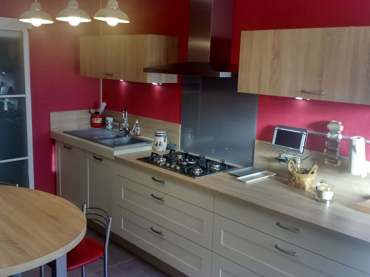 Cuisine équipée sur mesure Trend Cube Pannacotta Mat et Trend Chêne Timber