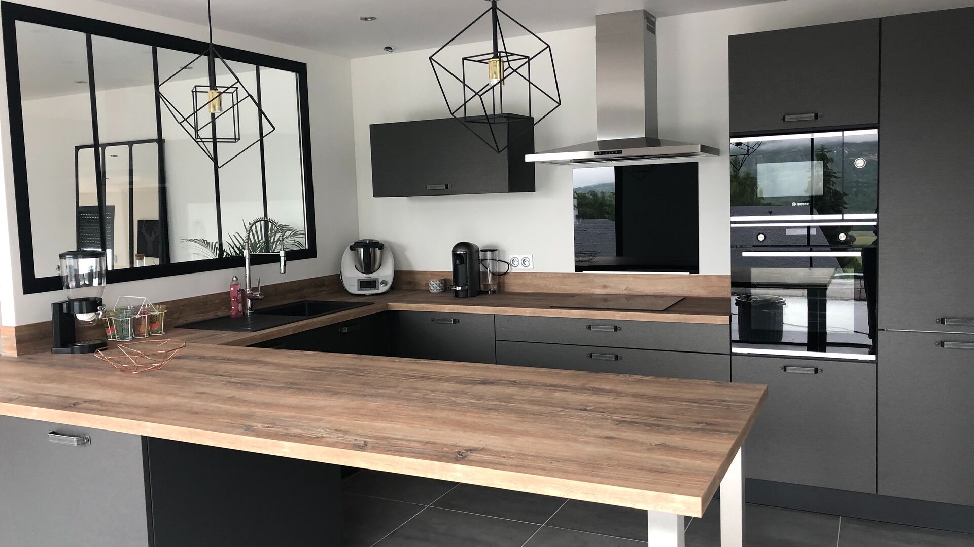 Cuisine équipée sur mesure Label Métal Brossé et Trend Ombre Soft