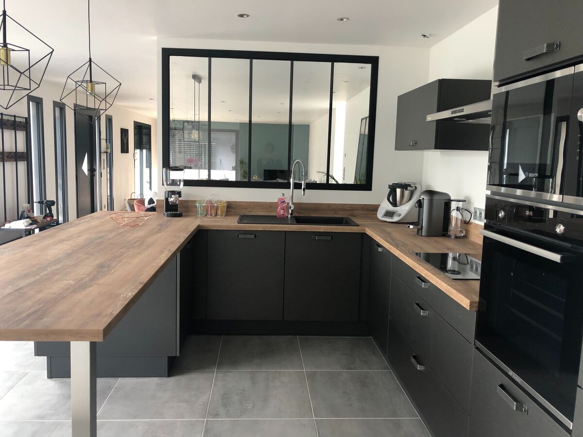 Cuisine avant-après sur mesure Label Métal Brossé et Trend Ombre Soft