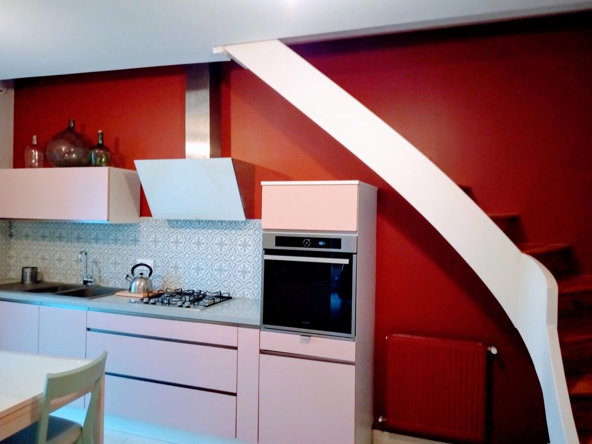 Cuisine avant-après sur mesure Color Jet Laqué Pétale de Rose & Light Blanc Brillant