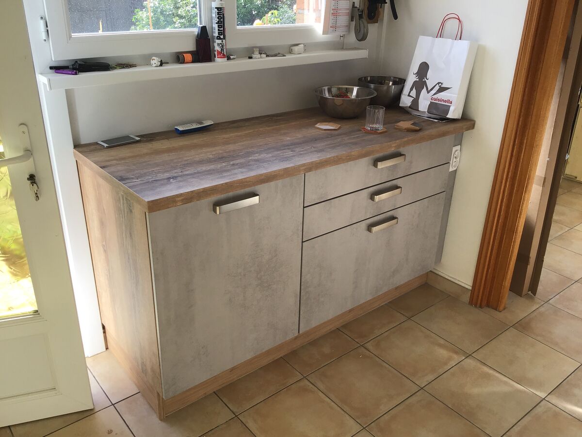 Rénovation cuisine équipée sur mesure Trend Béton Clair