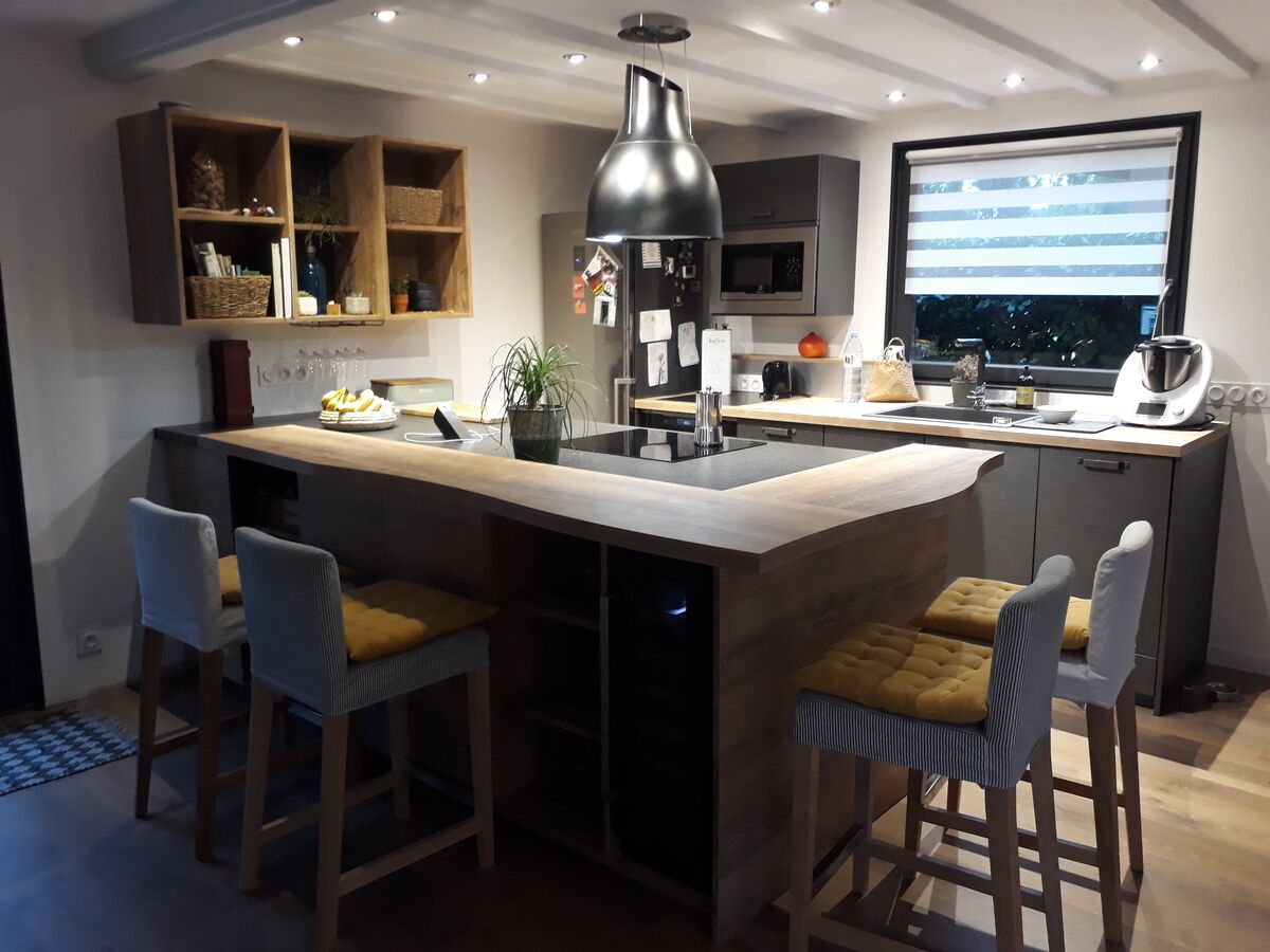 Rénovation cuisine équipée sur mesure Label Métal Brossé et Trend Hipster Wood