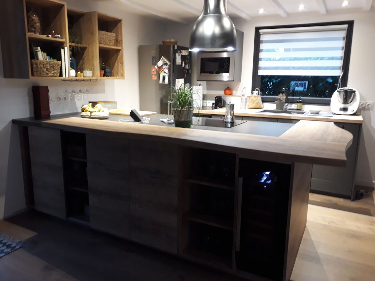 Cuisine avant-après sur mesure Label Métal Brossé et Trend Hipster Wood