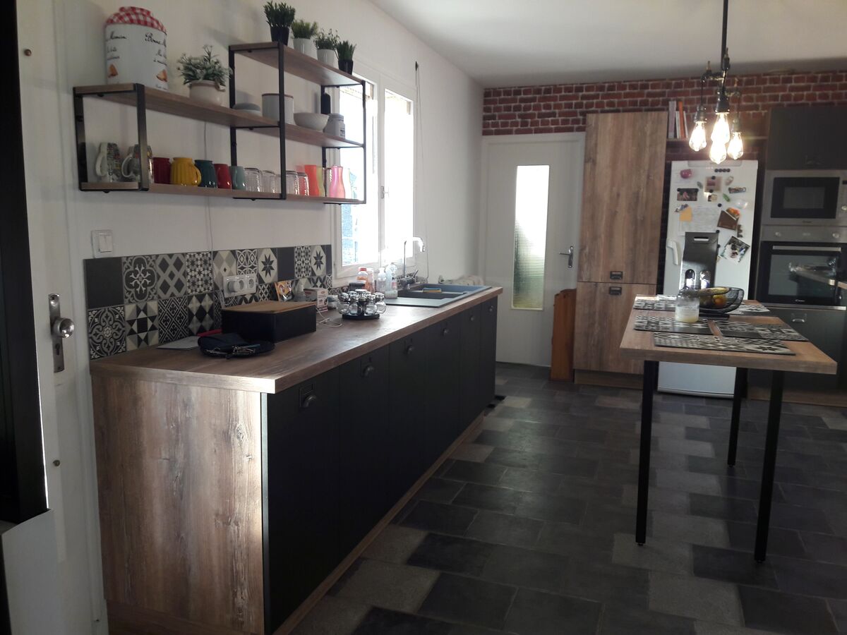 Rénovation cuisine équipée sur mesure Label Métal Brossé et Trend Hipster Wood