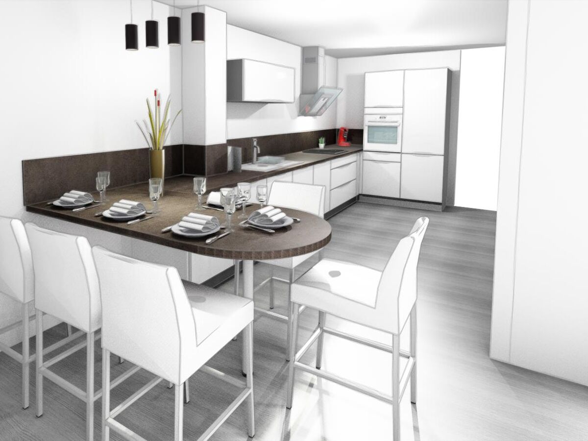 Cuisine avant-après sur mesure Light Blanc brillant