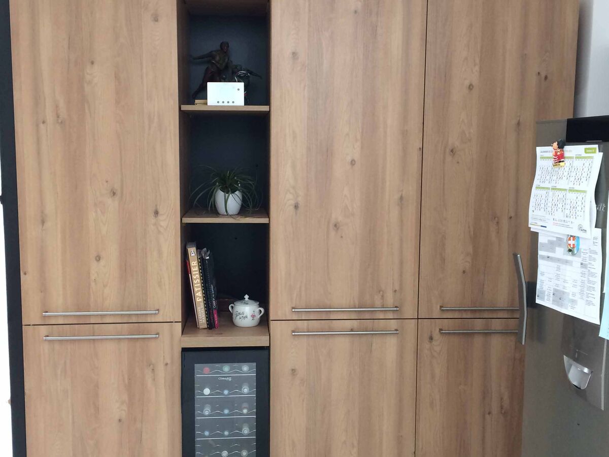 Cuisine avant-après sur mesure Trend + Chêne honey