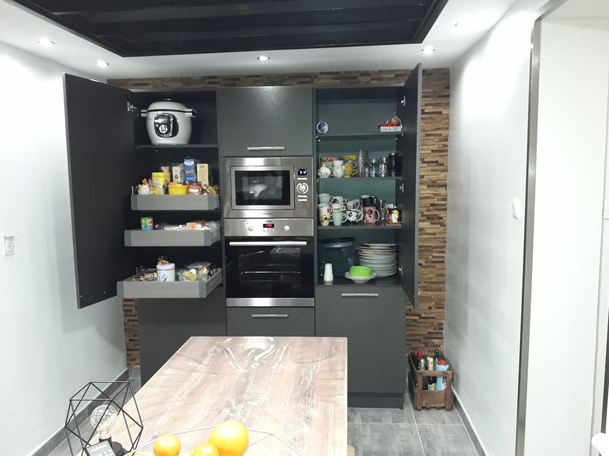 Cuisine avant-après sur mesure Label Métal Brossé