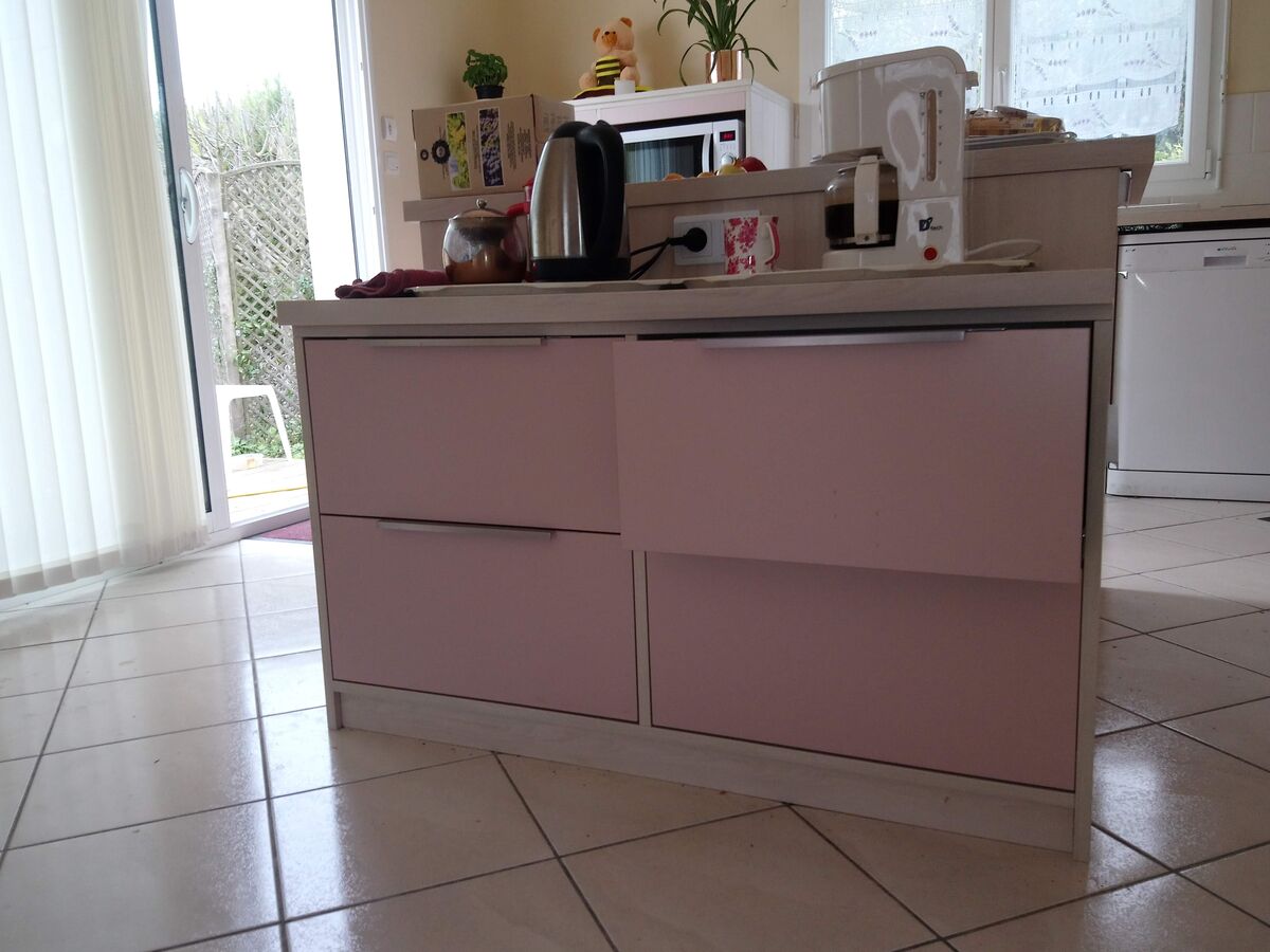 Cuisine avant-après sur mesure COLOR Laqué Pétale de Rose